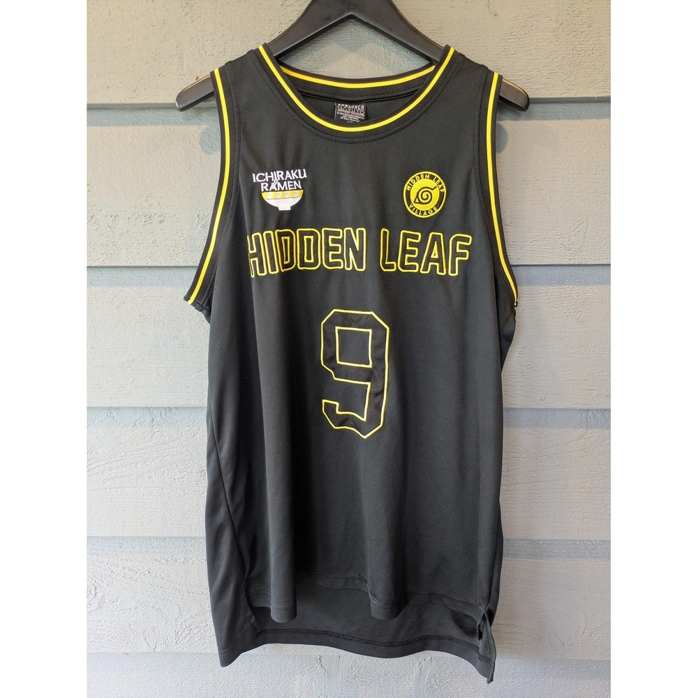 Naruto Shippuden BoxLunch Jersey Mens Large Black Hidden Leaf Uzumaki 9 Tank